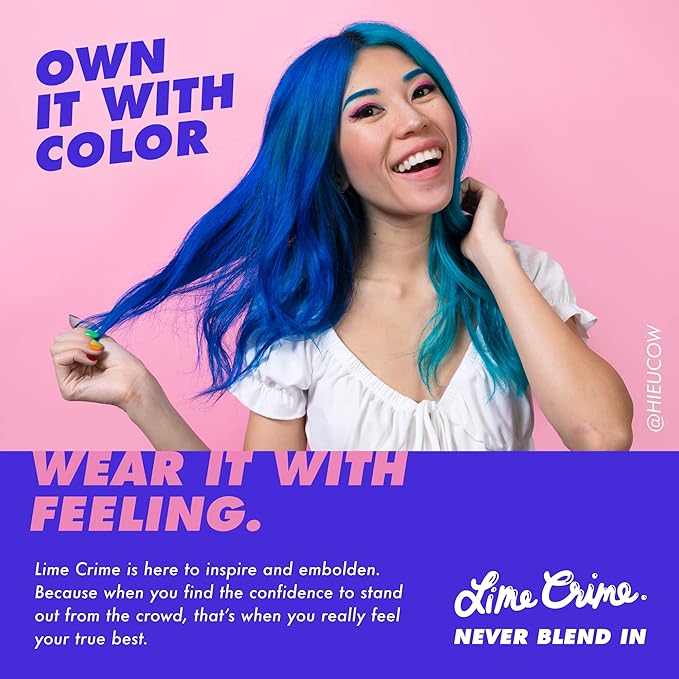 Lime Crime Full Coverage Unicorn Hair Dye, Dirty Mermaid - Damage-Free Semi-Permanent Hair Color Conditions & Moisturizes - Temporary Hair Tint Kit Has A Sugary Citrus Vanilla Scent - Vegan