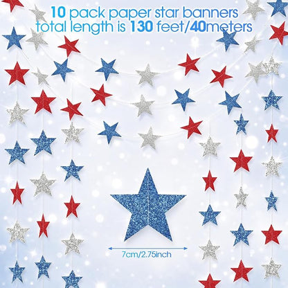 Patelai Glitter Star Garland Banner 2026 Graduation Decor 130 Feet Star Hanging - Image 2