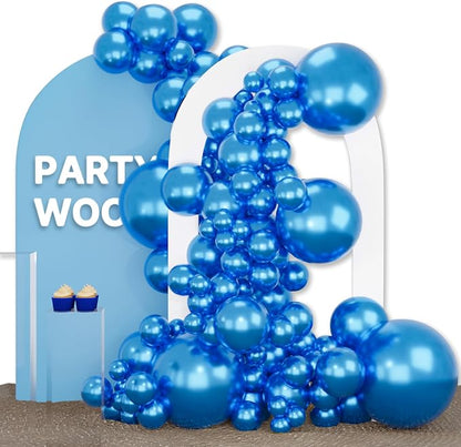 PartyWoo Metallic Blue Balloons 140pcs Chrome Blue Color 18 12 10 5 Inch | 18 by PartyWoo