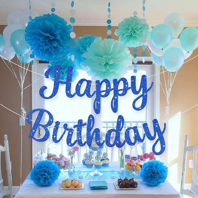 Glitter Happy Birthday Banner Sign Birthday Garland Wall Door Banners Flag - Image 5