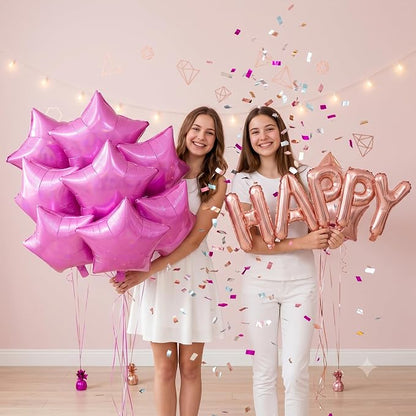 TONIFUL 15 Pcs Star Shaped Balloons 18Inch Iridescent Hot Pink Foil Balloon | - Image 6