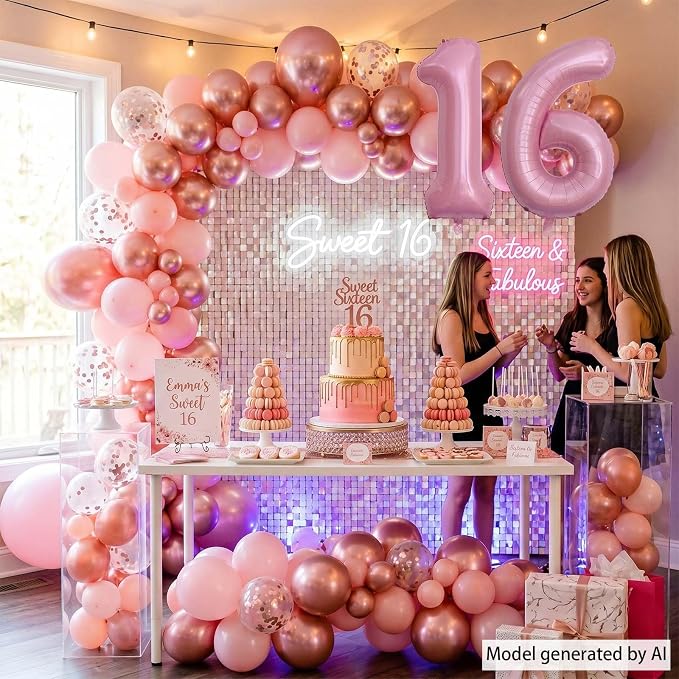 Pearlescent Pink Number 16 Balloon 40 Inch, Shiny Foil - Image 7