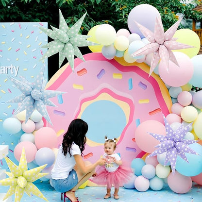 2Pcs Pink Macaron Polka Dot Explosion Pointed Star Foil Balloons/Candy Color - Image 7
