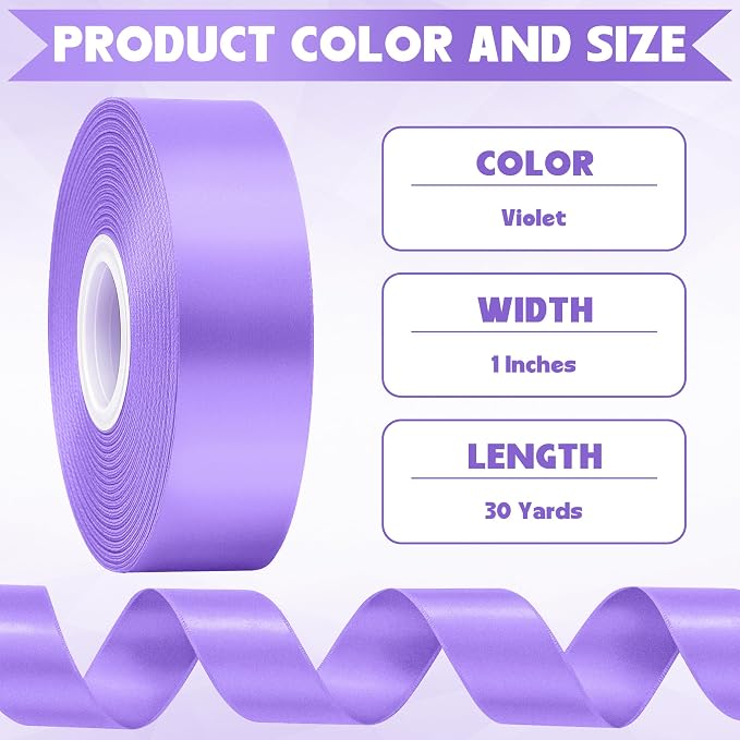 1In 30Yards Violet Satin Ribbon - Image 2
