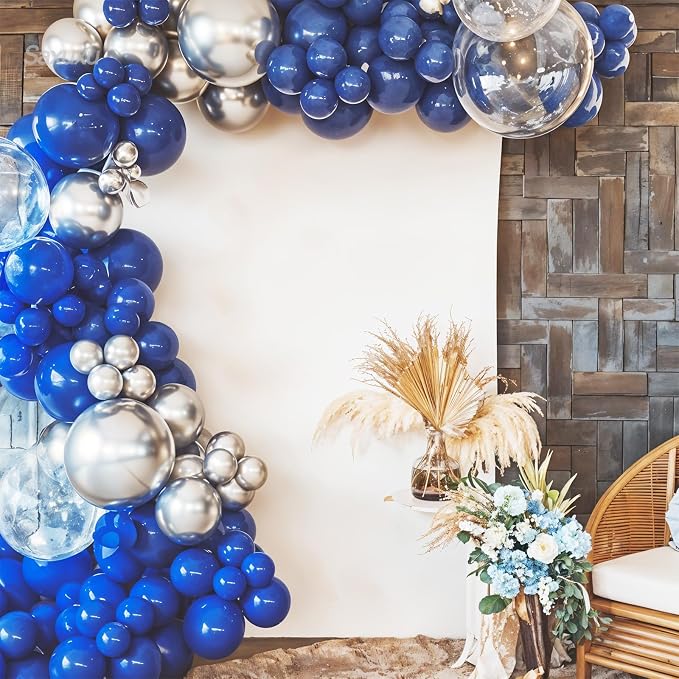 Blue And Silver Balloon Arch Kit, Dark Navy Balloons - Image 5