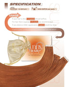 Sunny Hair Copper Tape in Hair Extensions Human Hair Glue in Hair Extensions Straight Tape ins Hair Extensions Copper for Women 50g 20pcs 14inch