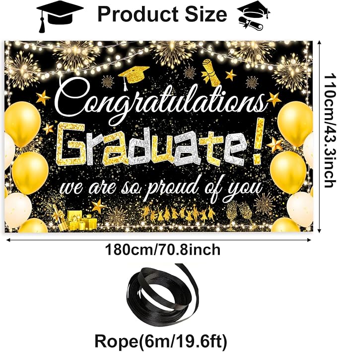 Famoby Congratulations Graduate We are so Proud of You Hanging Banner Fabric - Image 2