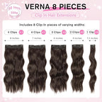 Clip in Hair Extensions for Women, 20 Inch Dark Brown Hair Extensions Clip Ins Wavy Curly, 8PCS Synthetic Airy and breathable Hairpieces for Women