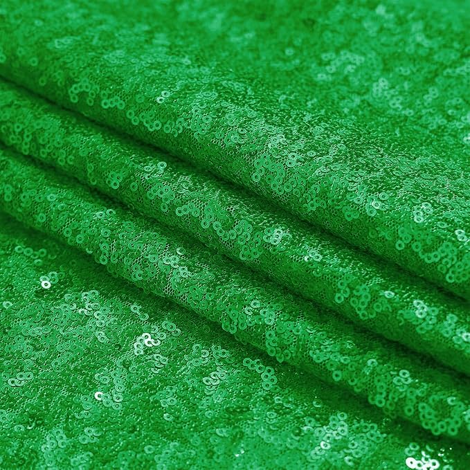 Sugargirl Grass Green Sequin Backdrop Curtain 3 Panels 2FTx8FT Glitter Grass - Image 9
