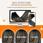 Full Shine Hair Clip in Extensions 14 Inch Seamless Clip in Hair Extensions Black Ombre Honey Blonde With Black Seamless Human Hair Clip ins Extension Skin Weft 8 Pcs 120 G