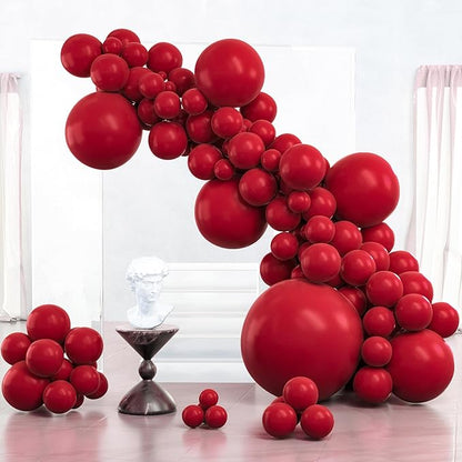 PartyWoo Burgundy Balloons 127pcs Dark Red Maroon Ruby Red Color | 36 18 12 10 by PartyWoo