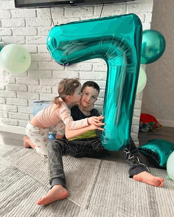 1 Balloon - Teal Birthday Number Balloons, 40 Inch Decorations Men Women | Teal - Image 7