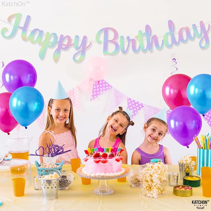 KatchOn Iridescent Happy Birthday Banner 10 Feet Pre-Strung | Happy Birthday - Image 8