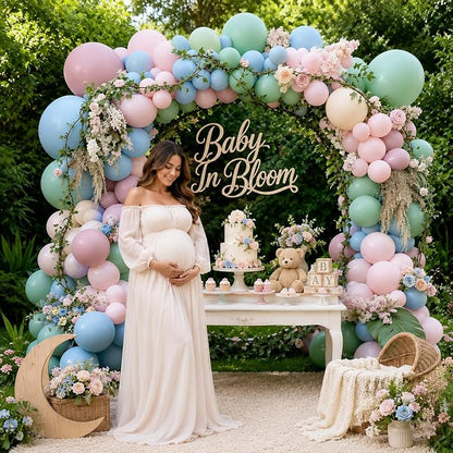 Pink Blue Green Balloons, 12 inch Dusty Green Pale Pink Beige Balloons - Image 5