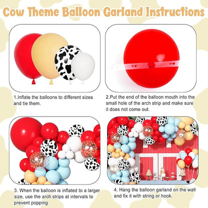 170Pcs Farm Animal Red Blue White Cowboy Western Balloon Arch Garland Kit | Red - Image 3