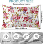 Satin Pillowcase 1 Pack-Rose Flower Floral Silky Pillow Cover for Hair and Skin,King Size 20x36 Inch Soft Cooling Printed Pillow Cases with Hidden Zipper,Gifts for Women Men