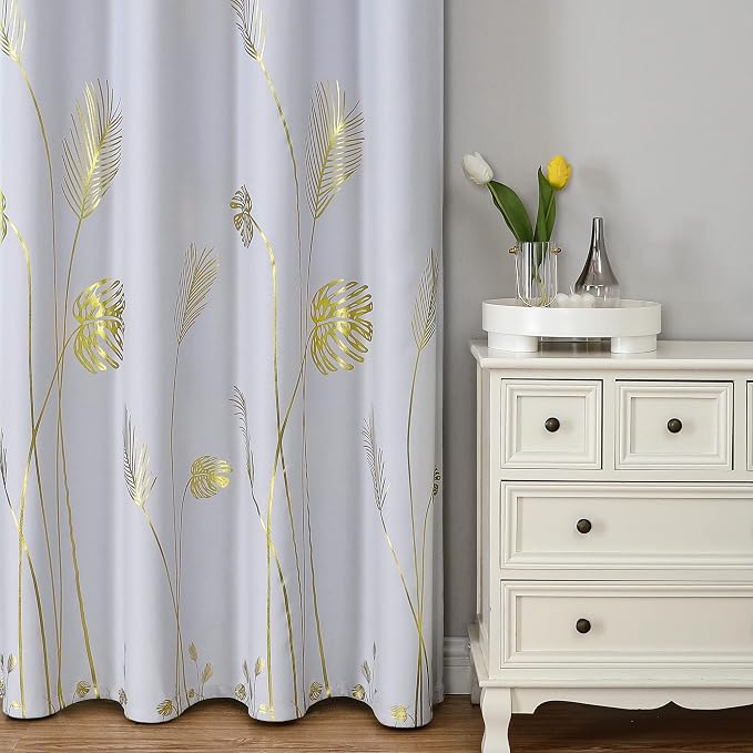 Greyish White Room Darkening Curtains 102 Inches Long - Image 2