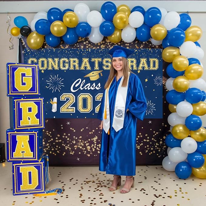Graduation Decorations 2026 Navy Blue and Gold Balloon Boxes, Class of 2026 - Image 7