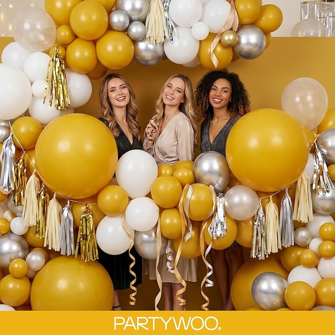 PartyWoo Mustard Yellow fall Balloons 120pcs Different Sizes | Balloons - Image 6