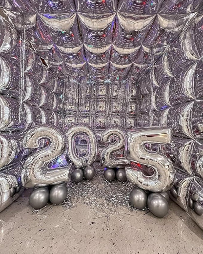 50pcs Metallic Silver Square Foil Balloons Wall Backdrop - Image 4
