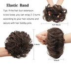 FESHFEN Human Messy Buns - 100% Human Hair Bun Real Scrunchies Hair Pieces Ponytail Extensions Wavy Tousled Updo Chignon Hairpieces for Women, Brown