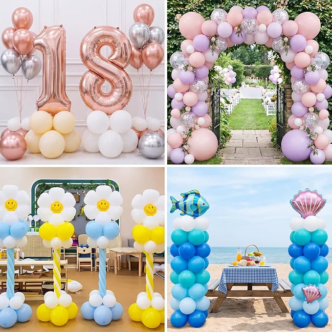 Hicarer 8 Sets Balloon Column Stand, 7ft Adjustable Metal Telescopic Pillar Set - Image 7
