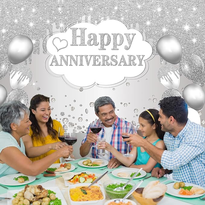 Silver Anniversary Banner, 10th-60th Wedding Anniversary Decorations, 72 x 44 - Image 5
