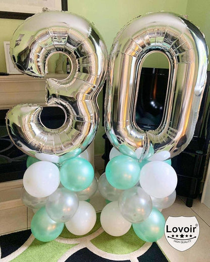 Silver 35 Number Balloons, 40 Inch Giant Number 35 Balloons Foil Mylar Helium - Image 6