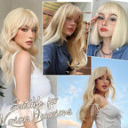 BARSDAR Real Human Hair Clip in Bangs - Human Hair Clip in Bangs for Women - Light Blonde Wispy Bangs Extensions Fringe with Temples Dyeable Real Hair Bangs Hairpieces - Bleach Blonde