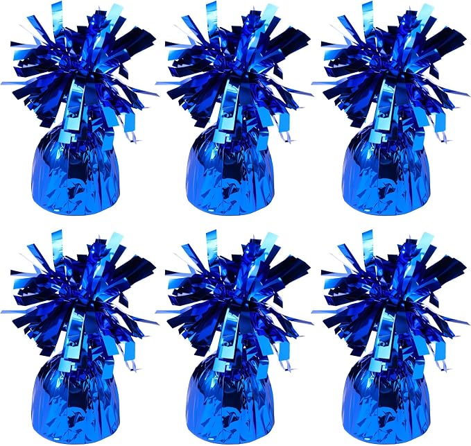 6 Pack Blue Balloon Weights Metallic Holder Anchors Balloon Holder Weights by Unknown