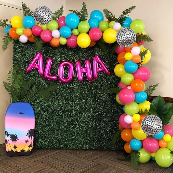 Tropical Balloons Garland Arch Kit, 18 10 5 Inch Summer Green Hot Pink Orange - Image 4