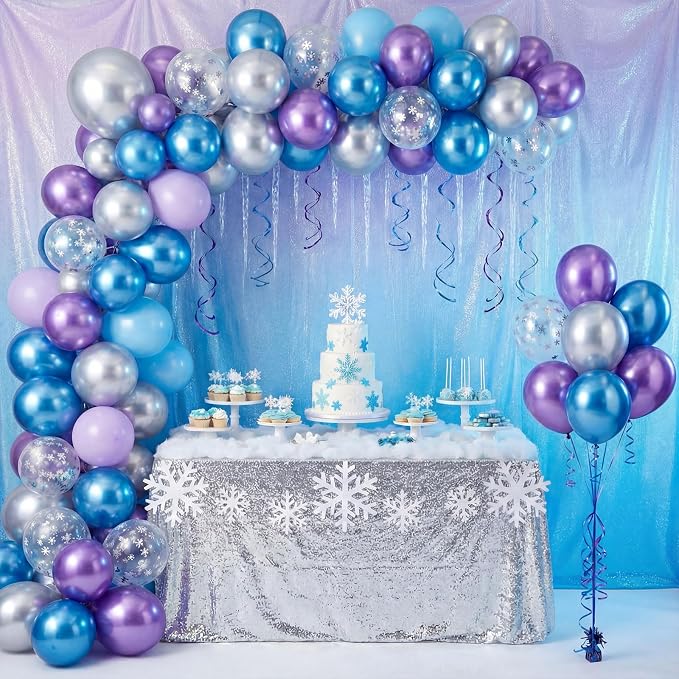 Civaner 48 Pcs Snowflake Balloons Bulk 12 Inches Pastel Blue Metallic Purple - Image 4