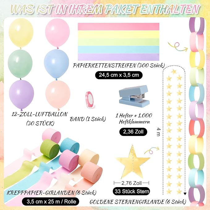 Gleebixi Pastel Birthday Decorations Kit - Image 4
