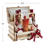 French Vanilla Bath Set Essential Bath and Body Basket: 2 Vanilla Bath Bombs, Body Lotion, Body Spray, Bath Salts, etc in a Wooden Jewelry Box