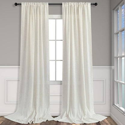 Pitalk Back Tab Linen Curtains 95 Inches Long 2 Panels Set - Image 9