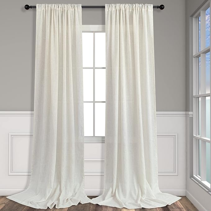 Pitalk Cream Sheer Curtains for Living Room 100 Inches Long 2 Panels Pocket - Image 8