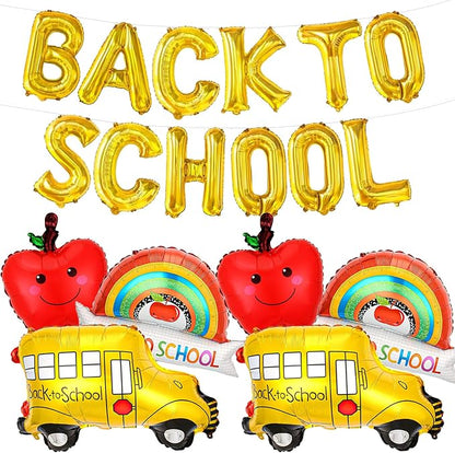 18 PCS Welcome Back To School Balloons, Back To School Banner And School Bus by Wclliuchi