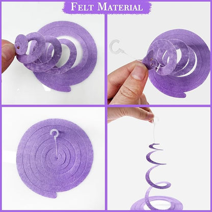 36Pcs Purple Hanging Swirl Decorations Ombre Purple Felt Swirl Streamer Spiral - Image 4
