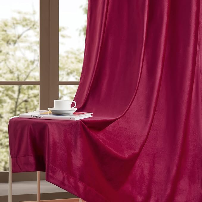 Luxury Ruby Red Velvet Curtain Drapes - Image 6