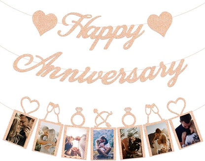 Rose Gold Happy Anniversary Party Decorations by Concico