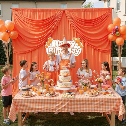 50 ft x 10 ft Wrinkle Free Orange Backdrop Curtain - Image 3