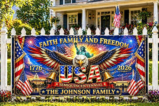 Personalized 250 Years of Freedom USA Banner 1776-2026, Patriotic American by LOVELYPOD