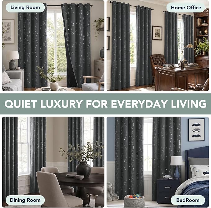 Deconovo 100% Blackout Living Room Curtains 84 Inches Long, Thermal Insulated - Image 8
