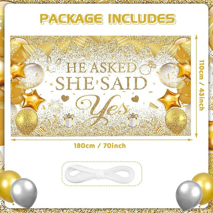 Gold Engagement Party Decorations White Gold Engagement Banner Backdrop He - Image 5