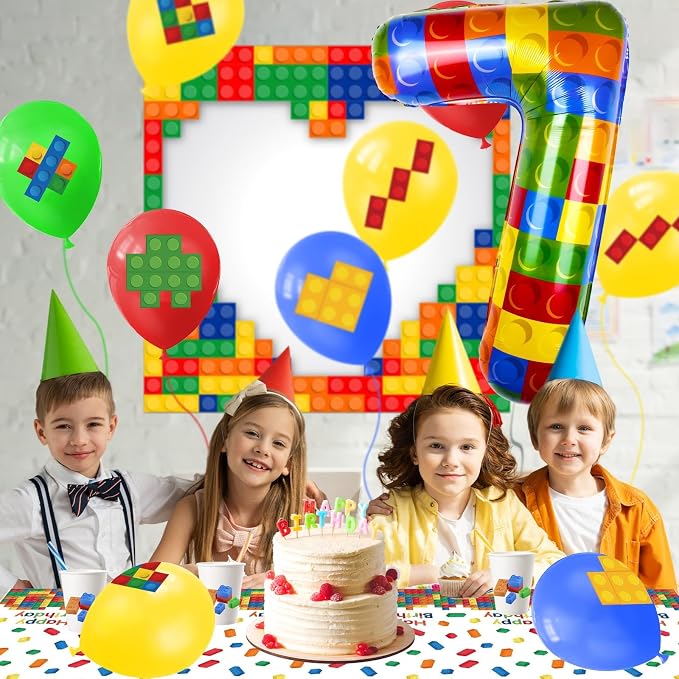 40 Inch Building Block Number Balloon, Colorful Number Block Foil Balloons - Image 3