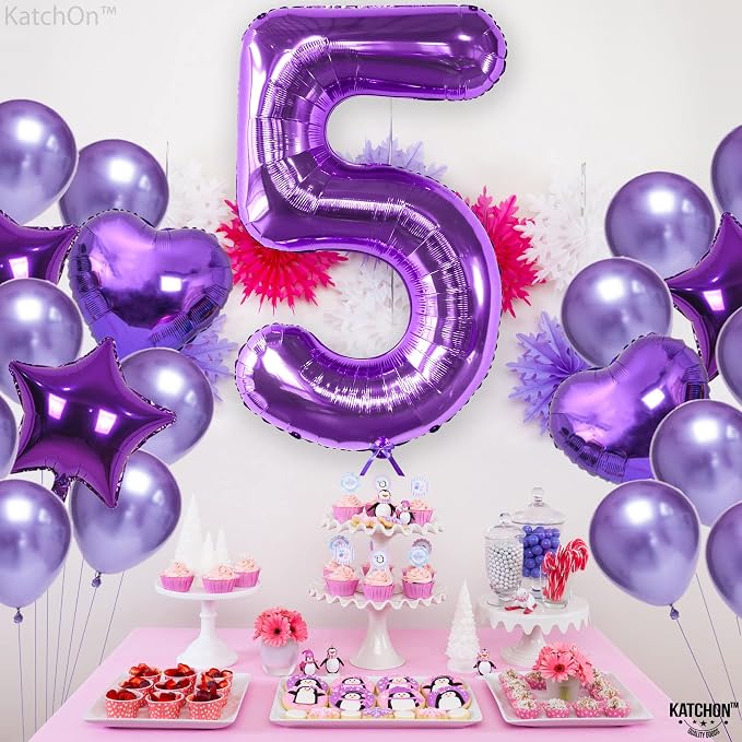 KatchOn Giant Purple Number 5 Balloon - Image 8