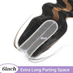 Body Wave 2x6 HD Lace Closure P1B/30 Highlight Brown Black Human Hair Transparent Lace Closure 2x6 Long Deep Middle Part 100% Raw Virgin Human Hair 12 Inch 150% Density