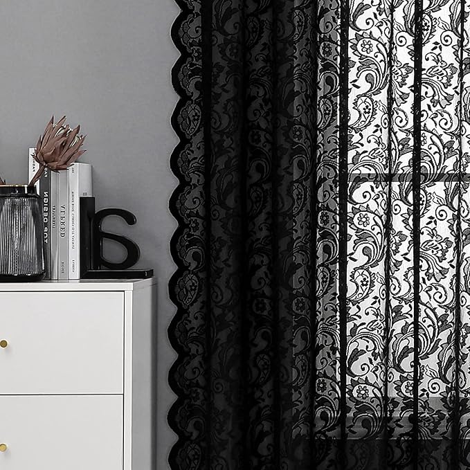 Bujasso Black Lace Curtain 216 inches Long - Image 5