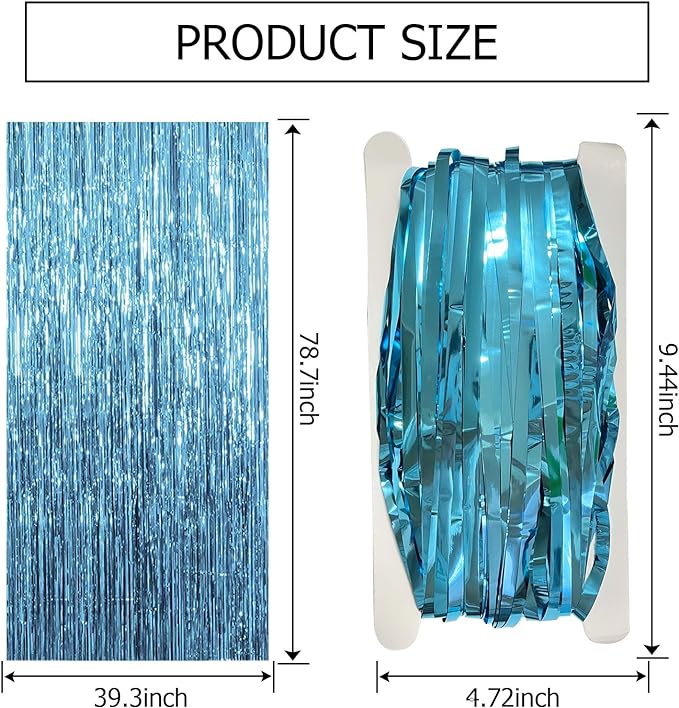 20 Pack Blue Backdrop Curtain Tinsel Streamers Ocean Themed Decor Birthday - Image 7