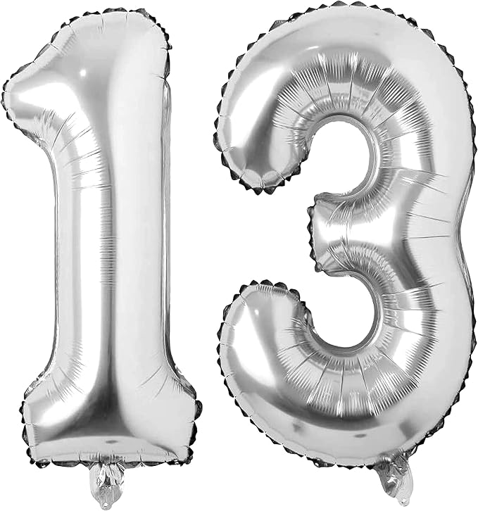 Silver 13 Number Balloons Big Giant Jumbo Large Number 13 Foil Mylar Balloons by COLORFULELVES
